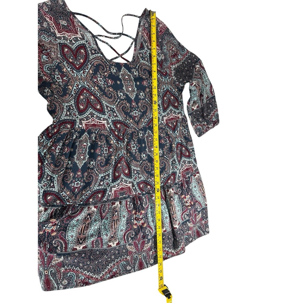 Umgee Top Shirt Blouse Womens L Paisley Boho Peasant Hippie Eclectic Flowy Retro - Picture 4 of 8